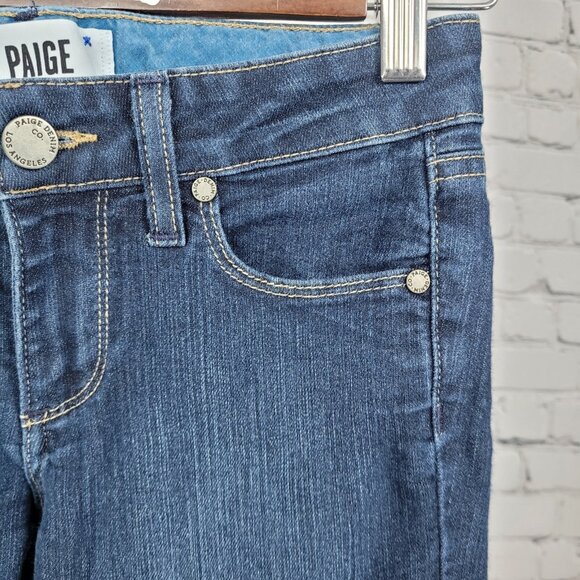 Paige Denim Blue Skyline Bootcut Low Rise Dark Wash Stretch Jeans USA 24 (24x32) - Picture 9 of 13